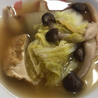 厚揚げ豆腐と白菜としめじの煮物(^^)